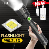 NEW Powerful Lights XHP90.2 Ultra Bright 18650 LED Flashlight XLamp USB Rechargeable XHP70 Tactical Light 26650 Zoom Camp Torch