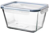 IKEA 365+ Food container with lid, rectangular glass/plastic, 1.8 l (อิเกีย 365+ กล่องเก็บอาหารพร้อมฝาปิด, สี่เหลี่ยมผืนผ้า แก้ว/พลาสติก, 1.8 ลิตร)