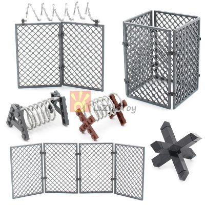 Military Base Barbed Wire Building Block City War Scene Roadblock Accessory Fence Isolation Warning Net Rail MOC Brick Parts