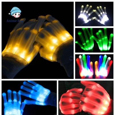 ถุงมือไฟ LED ส่องสว่างเสื้อยืดแฟนคลับอนิเมะถุงมือเรืองแสง Arcobaleo ถุงมือไฟ LED-Up Glow-In-The-ถุงมือสีดำถุงมือลายกะโหลกไฟปาร์ตี้ฮาโลวีน