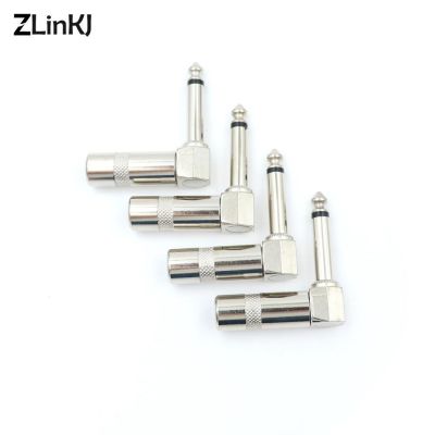 4Pcs 1/4 Inch 6.35mm Jack Right Angle Male Mono Plug L-shape Connector For Guitar Audio