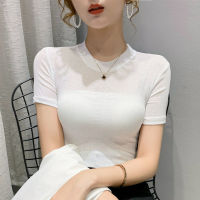 Short sleeve t-shirt ice silk micro-penetrating mesh sexy top summer new style tight elastic thin half sleeve bottom shirt