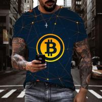 2023 3d เสื้อยืด Bitcoin เสื้อยืดผู้ชายบทคัดย่อตลกเสื้อ T ประสาทหลอนเสื้อยืดพิมพ์ย้อนยุคเสื้อยืด3d แขนสั้นฮิปฮอปด้านบน
