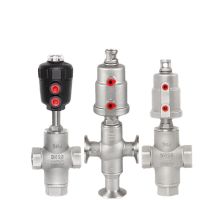 DN15/20/25/32/40/50 Tri Clamp 1/4" 3/8" 1/2" 3/4" 1" BSPT Tee 3 Ways 304 Stainless Steel Pneumatic Actuated Angle Seat Valve