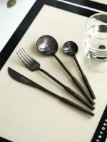 Original German western food knife and fork plate set home 304 stainless steel modern high-end cut steak knife fork spoon three-piece set