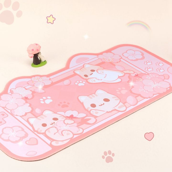 sakura-cat-large-mouse-pad-mouse-pad-for-cute-pink-sakura-cats-desk-mat-water-proof-nonslip-laptop-desk-accessories