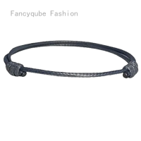 Fancyqube ผ้าฝ้ายสีดำสายโชคดีสร้อยข้อมือกำไลข้อเท้าปรับสำหรับผู้ชายผู้หญิงเด็กสาวนิ้วเท้าสายคล้องนิ้วเท้าโซ่สร้อยข้อมือ