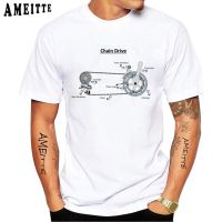 Vintage Bicycle Chain Gear Design T Shirt Summer Men Short Sleeve Funny Bike Sport Boy Casual Tops Hip Hop White Tees XS-6XL