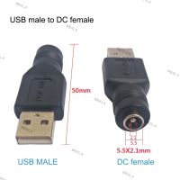 Female Jack To USB 2.0 Male Plug Female Jack 5V DC Power Connector Adapter for Laptop 5.5*2.1mm Black Color 6TH