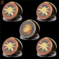 5PCS USA Challenge Coin Navy Marine Corps Usmc Force Recon Military Non-Currency Gold Coin Collection Gifts