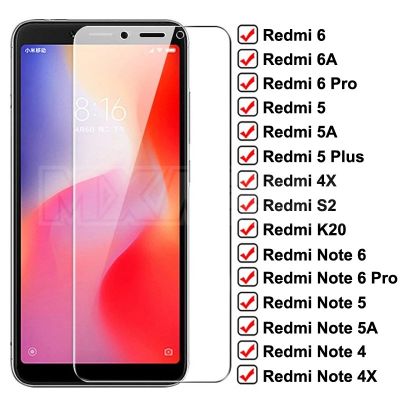 [spot goods]แก้วป้องกัน9H สำหรับ Xiaomi Redmi 6 Pro 6A 5 Plus 5A S2 K20โน้ต4X ป้องกัน4กระจกกันรอย