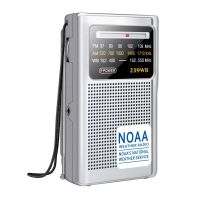 วิทยุพกพาทรานซิสเตอร์วิทยุอากาศ NOAA AM/FM ใช้พลังงานจากแบตเตอรี่2 AA สำหรับวิ่งเดินในบ้านในกรณีฉุกเฉิน