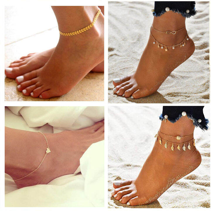 ashmita-16pcs-anklets-for-women-girls-blue-starfish-turtle-elephant-charm-ankle-bracelets-multilayer-foot-set-jewelry-handmade