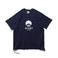 เสื้อยืดคอกลมผ้าฝ้ายพิมพ์ลาย Beams สไตล์ญี่ปุ่นสําหรับผู้ชาย