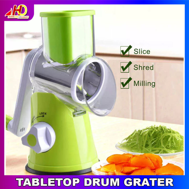 Stainless Steel Multi-function Vegetable Cutter Blade Hand Drum Rotating Grater Vegetable Shredder Circular Slicer Potato Carrot Shredder Slicer