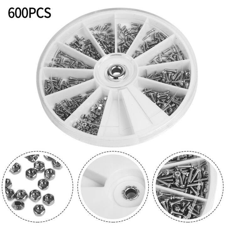 600Pcs Assorted M1 M1.2 M1.4 M1.6 Stainless Steel Nuts Bolts Small
