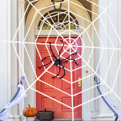 【cw】150250cm Halloween Stretchy Spider Web White Black Cobweb For Home Outdoor Decor Halloween Party Bar Haunted House Horror Props