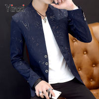 YINZI 2021Men คอปกแบบลำลอง Blazers หล่อหนุ่มแนวโน้ม Slim สูทพิมพ์ลาย Coats