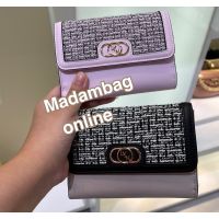 Lyn Hayley Tweed Short Wallet กระเป๋าสตางค์ใบกลาง ผ้าทวิต สีดำ สีม่วง