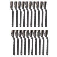 20 Pieces Mini Handle Stainless Steel Wire Bristles Brush Set for Cleaning Welding Slag, Stain and Rust (Silvery)