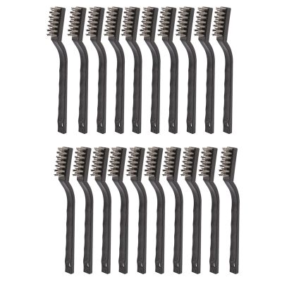 20 Pieces Mini Handle Stainless Steel Wire Bristles Brush Set for Cleaning Welding Slag, Stain and Rust (Silvery)