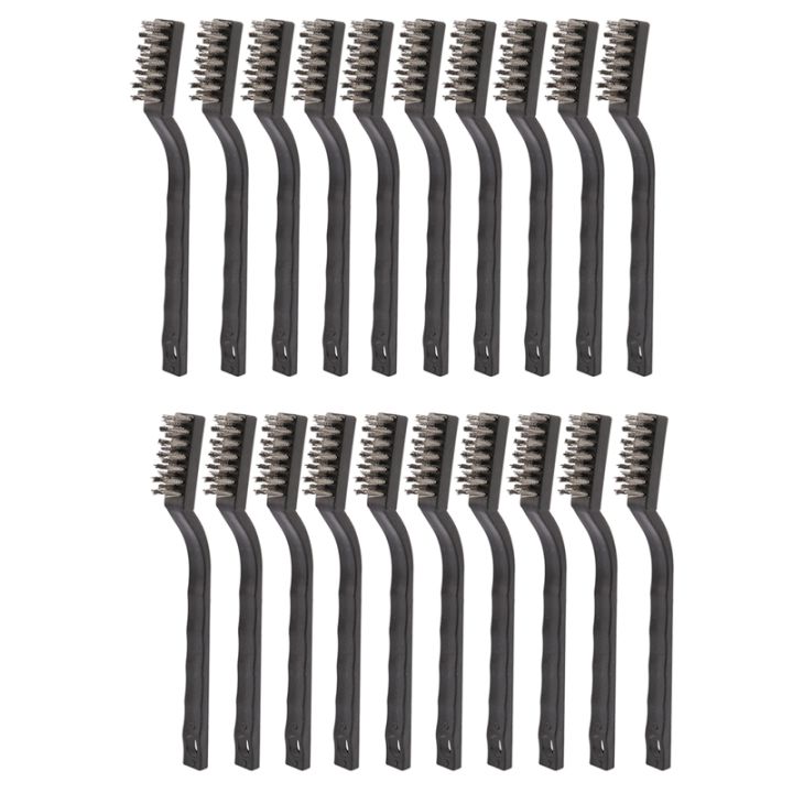20-pieces-mini-handle-stainless-steel-wire-bristles-brush-set-for-cleaning-welding-slag-stain-and-rust-silvery