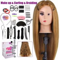 Practice Training Head Doll Mannequin Head With Real Hair 80 Hairdressers Hair Styling Braiding Curling Makeup Hairdressing 24