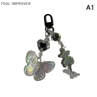 TOOL IMPROVER ที่ห้อยพวงกุญแจอะคริลิคผีเสื้อไล่ระดับสีสไตล์ INS อุปกรณ์เสริมกระเป๋าชุบสีใสสดใสขนาดเล็กสำหรับตกแต่ง