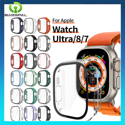 สมาร์ตวอตช์สายหนัง49มม. กระจก + เคสสำหรับ Apple Watch 49มม.,อุปกรณ์เสริมพิเศษสำหรับพีซี + ตัวป้องกันหน้าจอกระจกกันรอยสมาร์ทโฟน I Watch Series 49มม.