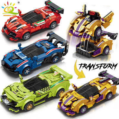 ใหม่ HUIQIBAO One Step Transfrom Racing รถรุ่น Building Blocks 2in1หุ่นยนต์ Mecha Creative อิฐชุดเด็กของเล่นสำหรับเด็กเกม