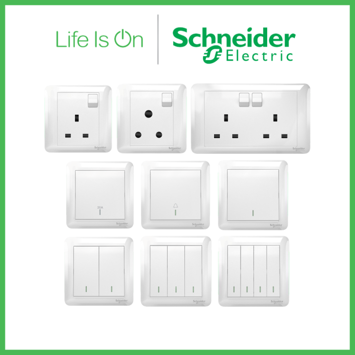 Schneider Affle Plus Series White Switches & Sockets / 13A Switch
