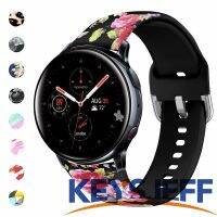 cfgbsdge 20mm Floral Strap Compatible with Galaxy Watch Active 2 /Active 42mm Bands Soft Silicone Bracelet Replacement SM-R500/SM-R810