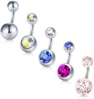 Short Belly Button Rings 5 Pcs 6mm Stainless Steel Petite Navel Rings 5 Style for Women Girls Body Piercing Body jewellery