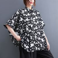 COD DDDGRYTRY Oladivi Plus Size Womens Batwing Sleeves Print Shirt 2023 Summer Oversized Large Size Blouses Fashion Ladies Korean Style Casual Loose Tops PRE 3285 L XL XXL 3XL 4XL 5XL 6XL C051B