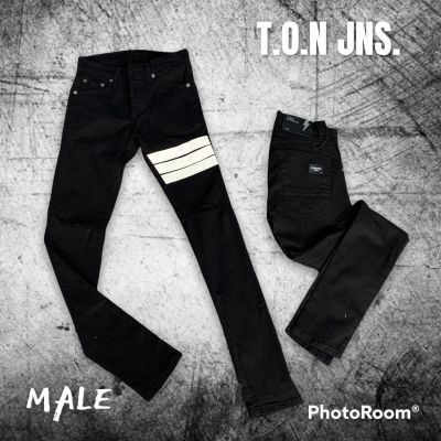 กางเกงยีนส์ กางเกงยีนส์ขายาว กางเกงยีนส์ผุ้ชาย ทรงเดฟ ผ้ายืด เป้ากระดุม ติดแถบหนัง มี 4 แบบ Size. 28-36