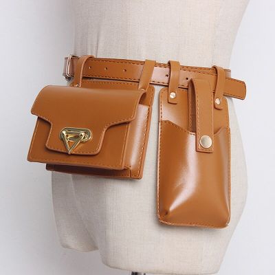 2PCS Woman Waist Bag Leather Crossbody Chest Bags For Female 2020 New Fanny Packs Designer Mini Belt Bag Girl Waist Phone Pouch Running Belt