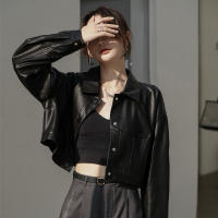 Gifts Leather Clothes Outer Set Female 2023 Spring New Korean Version Short Ins, Handsome Wild Lapel Pu Motor