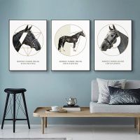 Modern Nordic living room sofa background wall decorative painting core horse to success hanging painting poster