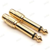 2pcs Gold plated 6.5 Turn Lotus Famale Connector 6.35mm Plug to RCA AV Interface Audio Converter Adapter