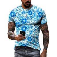 Summer New Painting Art Printing T-shirt For Unisex Fashion Personality Casual Men Tees Ethnic style Round Neck Short Sleeve Top