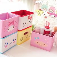 Sanrio Kawaii Hello Kitty กล่องเก็บของ Cinnamoroll Mymelody หวานน่ารักการ์ตูนอะนิเมะตั้งโต๊ะแบบพับได้เครื่องสำอางกล่องเก็บของตากแดด