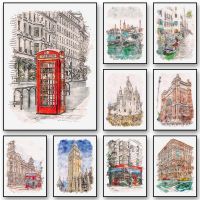 2023☾ Watercolor City Canvas Art Paintings London New York Rome Posters and Prints Nordic Style Wall Art Picture for Home Decoration