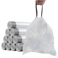 ♕✠ Disposable Trash Bags Household Kitchen Garbage Bag Drawstring Widened Handles Hands Plastic Storage Bags