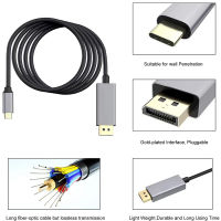 USB C เพื่อ DisplayPort เคเบิ้ล8พัน DP Type C 3.1เพื่อ DisplayPort 1.4เคเบิ้ลสายฟ้า3 8พัน 60เฮิร์ตสำหรับ Pro ซัมซุง S21หัวเว่ย2เมตร