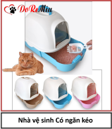 Doremiu - Nhà vệ sinh cho mèo dưới 10kg dạng hộp kín có ngăn kéo siêu to