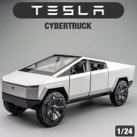 1:24รถ Tesla ไซเบอร์รถบรรทุกปิคอัพอัลลอยด์ Die-Casts &amp; Toy โมเดลรถของเล่นโลหะมีเสียงและแสงดึงถอยหลังของเล่นเด็ก