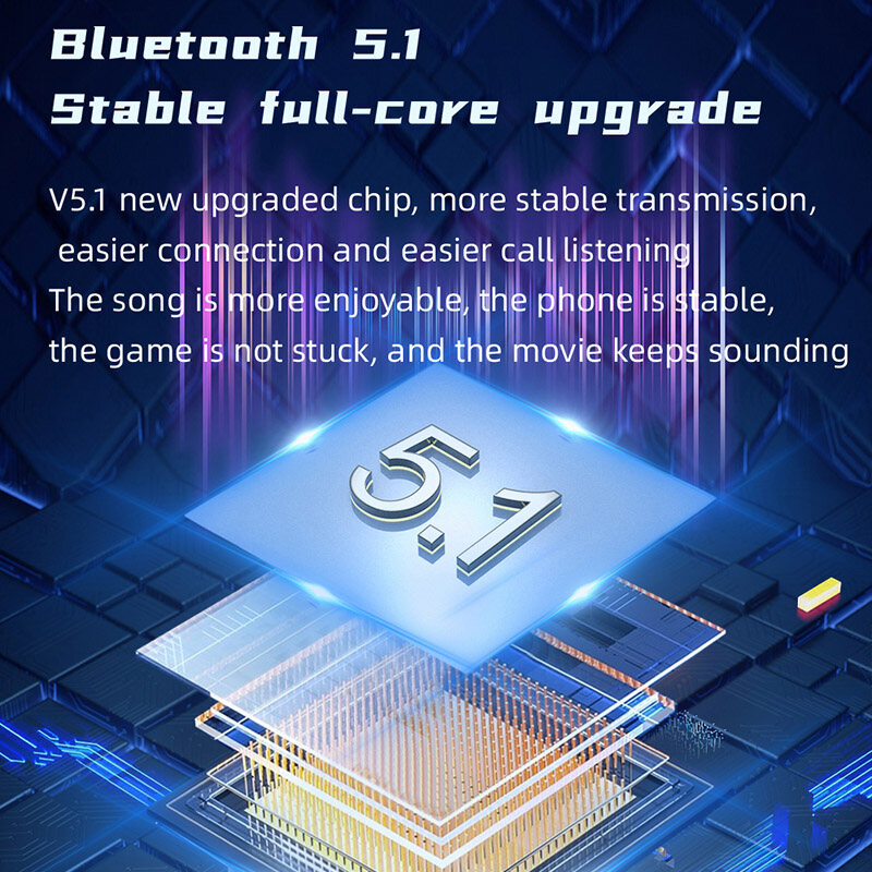 Écouteurs stéréo sans fil HI-FI Bluetooth 5.1 Affichage de puissance LED TWS Écouteurs Appel clair IPX4 Écouteurs étanches avec microphone intra-auriculaire confortables_voghion.com
