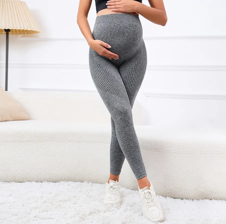 High Waist Pregnancy Leggings Skinny Maternity Clothes For Pregnant Women  Belly Support Knitted Leggins Body Shaper Trousers