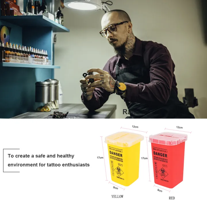 1PCS Tattoo Plastic Sharps Container Biohazard Needle Disposal 1L Waste