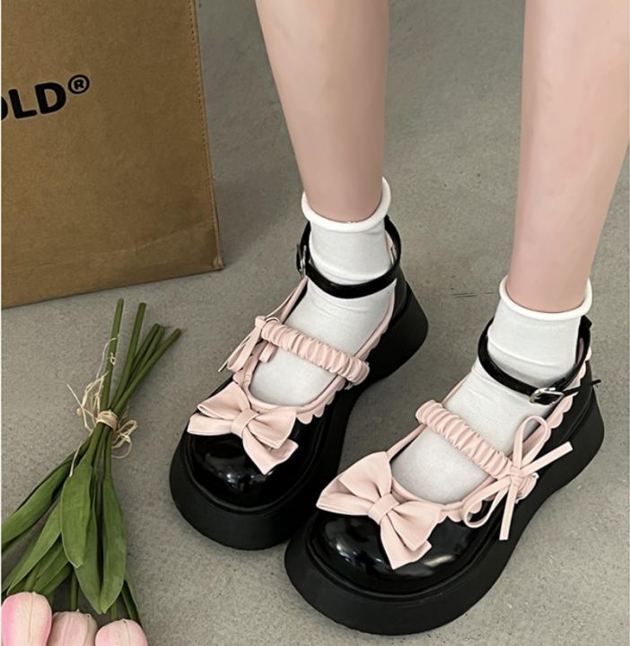 หวานญี่ปุ่น-lolita-รองเท้าหัวกลมหญิงน่ารักด้านล่างหนา-jk-รองเท้าหนังขนาดเล็ก-2023-ใหม่-mary-jane-รองเท้า-hzfws2561